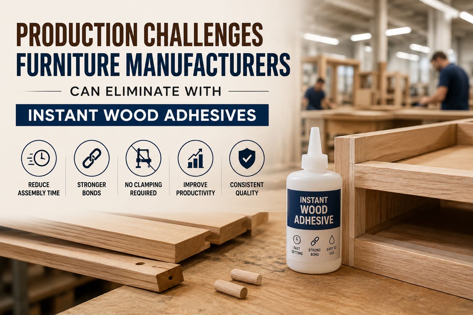 Production Challenges Furniture Manufacturers Can Eliminate with Instant Wood Adhesives